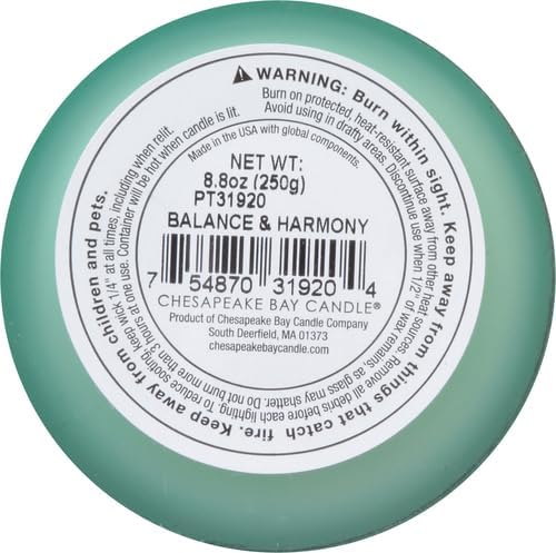 Chesapeake Bay Balance + Harmony Scented Candle Water Lily Pear Fragrance 50 Hours Burn Time Warm & Decorative Soy Wax Blend (Pack of 4)