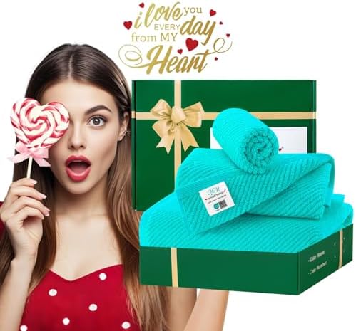 VOOVA & MOVAS 3PC Towel Set, 100% Cotton, Turquoise
