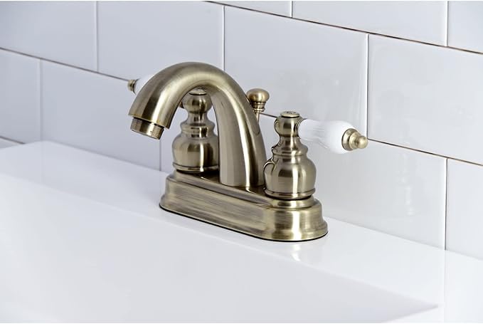 Kingston Brass KB5617PL Restoration 4-Inch Centerset Bathroom Faucet, Brushed Brass