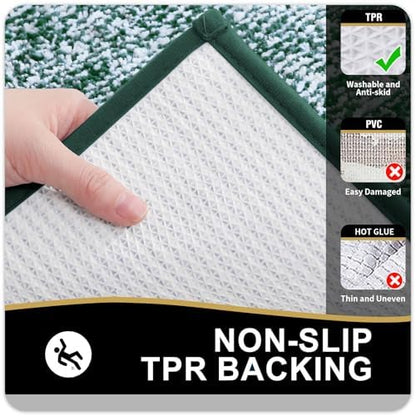 OLANLY Bathroom Rugs 30x20, Absorbent Microfiber Bath Rugs, Blackish Green
