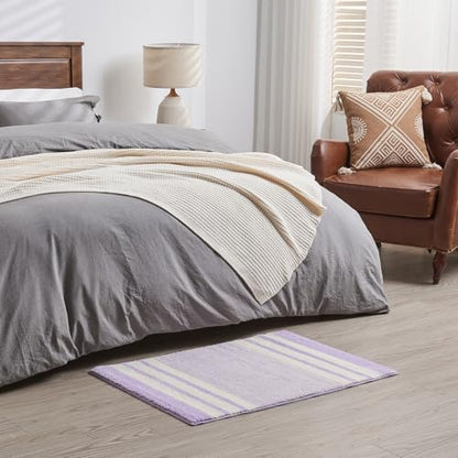 CozeCube Purple Striped 32"x20" Non Slip Washable Bath Mat