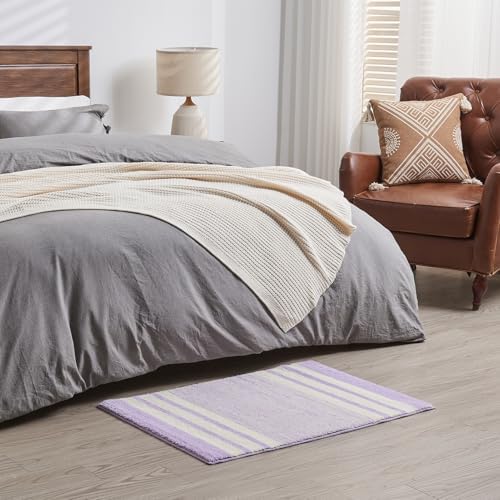 CozeCube Purple Striped 36"x24" Non Slip Washable Bath Mat