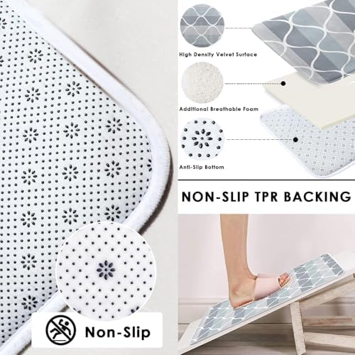 Bathroom Sets with Shower Curtain and Rugs, 4 Pcs Geometric