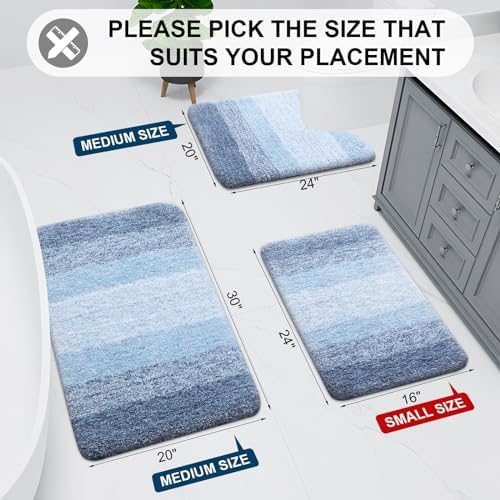 Arotive Microfiber Bathroom Rugs, Shaggy Soft Absorbent Bath Rug, 47x20