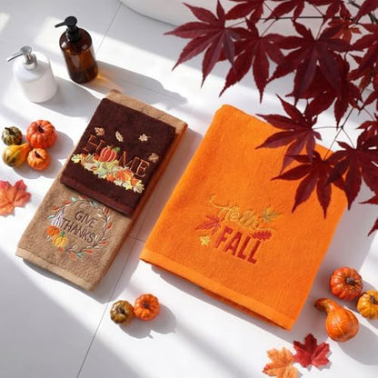 Hahafelt Decorative Bathroom Towel Set,Harvest Tones,Fall
