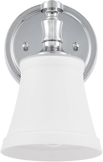 Wall Sconces, Traditional Chrome 1 Light Sconce, Wall Light with Opal Glass Shade for Bedroom Bathroom Living Room & Hallway Vanity Lighting Fixture