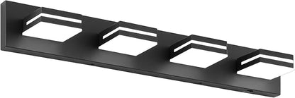 Bathroom Vanity Lighting Fixtures Over Mirror (4-Light, 30-Inch) Modern LED Bathroom Wall Lighting Fixtures, Matte Black (Cool White 6000K)