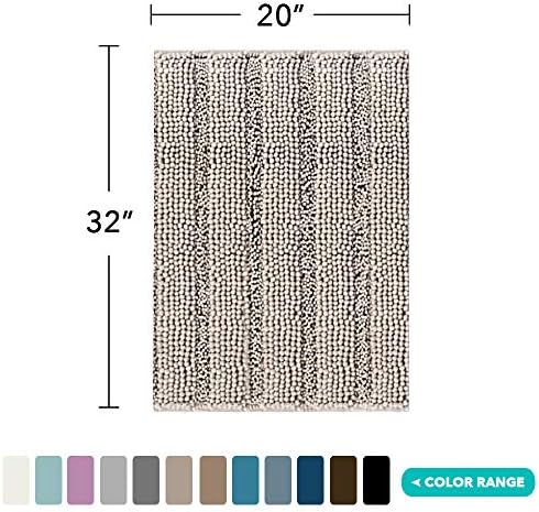 Turquoize Bathroom Rug 20"x32", Soft Absorbent Chenille Bath Rug, Taupe