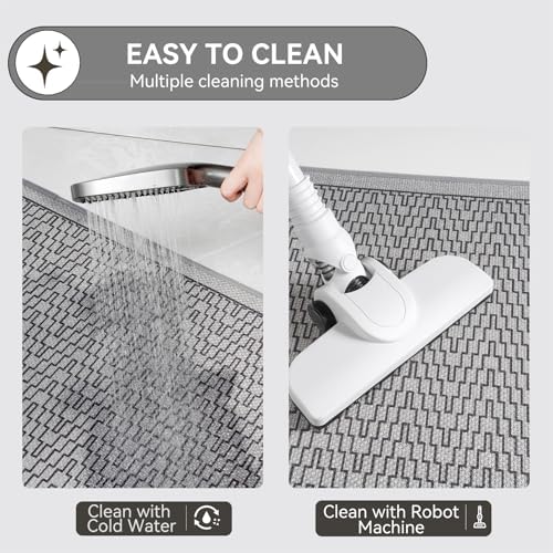 YDKGL Bathroom Runner Rug, Long Thin Bath Mat Fit Under Door, Grey 24x48