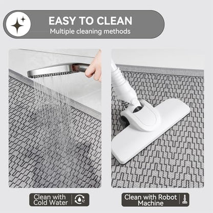 YDKGL Bathroom Runner Rug, Long Thin Bath Mat Fit Under Door, Grey 24x48