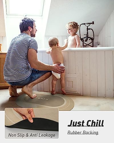 MontVoo Bath Mat - Non Slip, Quick Dry, Stain Resistant Bath Mat Rug for Bathroom Floor - Easy Care Shower Rug for Outside Bathtub - 17"x27" Beige