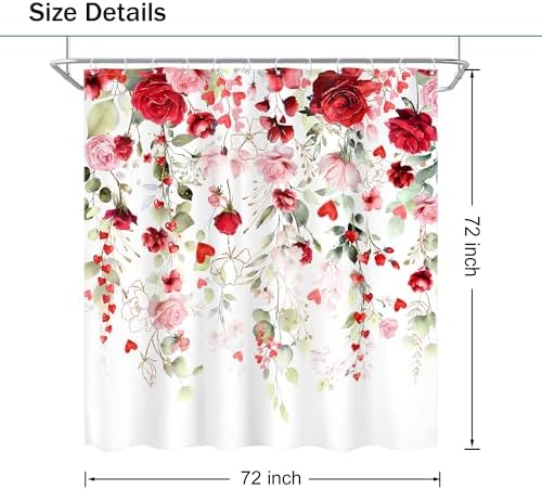 Mother Day Women Red Pink Rose Bathroom Shower Curtain Set