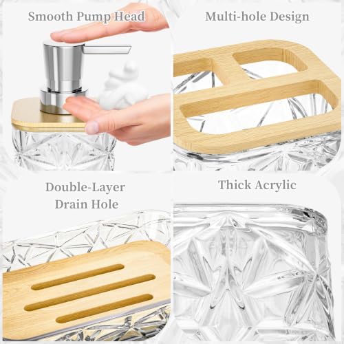 Bathroom Accessory Set, 7 Pcs White Bathroom Accessories Set, Acrylic Soap Dispenser and Toothbrush Holder Set, Qtip Holder Set, Bathroom Sink Set, Gift for Home Apartment