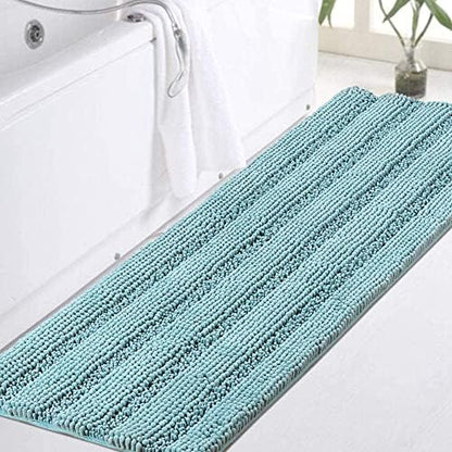 Turquoize Bathroom Runner Rug 17"x47", Soft Absorbent Chenille Bath Rug