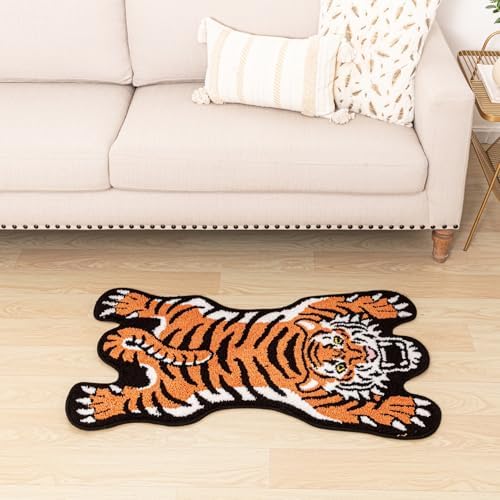 Cute Tibetan Tiger Bath Mat Non-Slip Absorbent Shower Rug 24x39in