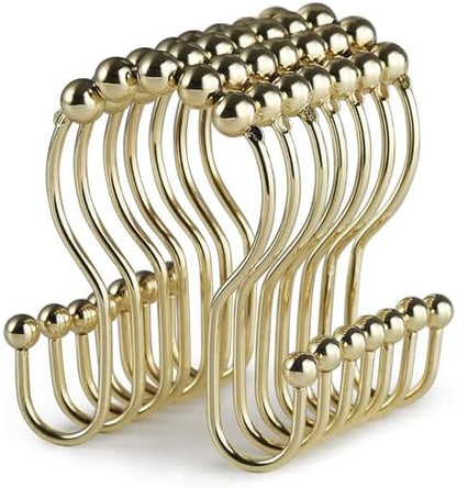 Goowin Shower Curtain Hooks, 12 Pcs Shower Curtain Rings, Stainless Steel Gold Shower Curtain Hooks, Rust Proof Shower Curtain Hangers, Smooth Sliding Anti-Drop Shower Rings for Curtain (Gold)