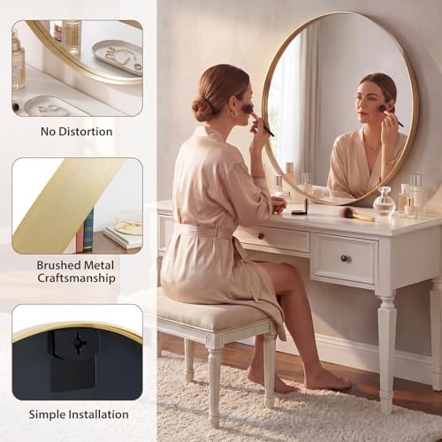 NEWBULIG 30-Inch Round Wall Mirror, Bathroom Wall Circle Mirror
