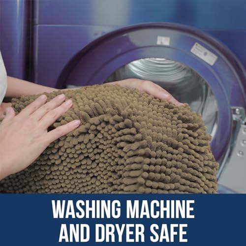 Muddy Mat Chenille Bathroom Rugs Quick Dry Microfiber Mats Non Slip Washable, Extra Thick, Soft and Highly Absorbent Bath Mats for Bathroom, Kitchen, and Shower Floor - Beige Medium 30"X19"