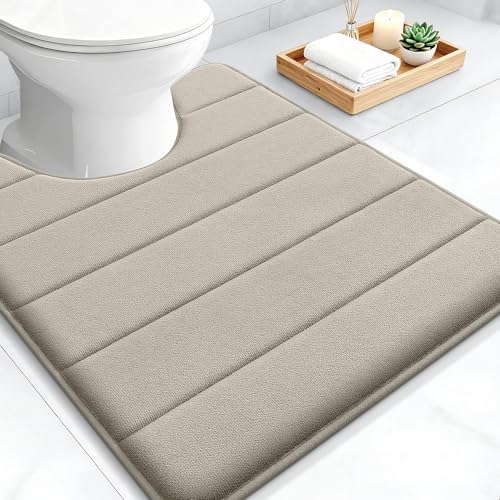 OLANLY Memory Foam Toilet Rugs U Shaped 24x20, Super Soft and Absorbent