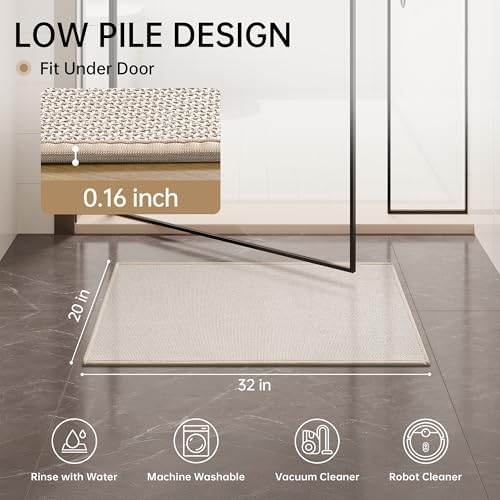 Mecko 20"x32" Bath Mat, Absorbent Quick Dry Bathroom Floor Mats Oatmeal