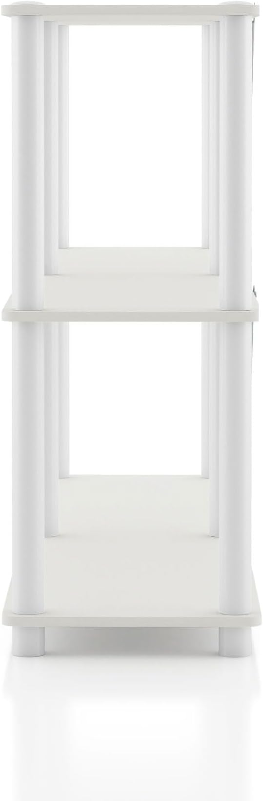 Homes: Inside + Out Apexa Modern 3-Tier Extra Wide Shelving Units, Collectibles Display Shelves, Easy Assembly Console Table, Home Storage Organizer for Living Room, Bedroom, Office, White
