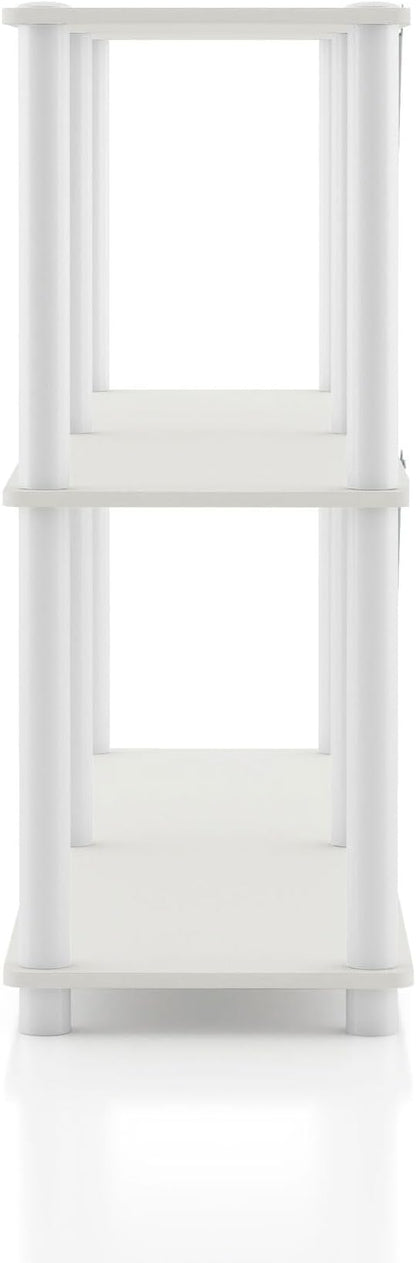 Homes: Inside + Out Apexa Modern 3-Tier Extra Wide Shelving Units, Collectibles Display Shelves, Easy Assembly Console Table, Home Storage Organizer for Living Room, Bedroom, Office, White