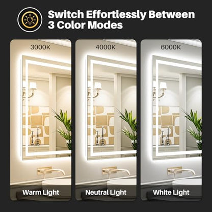 72x48 Inch LED Bathroom Mirror with Lights, Dual Lit Anti-Fog