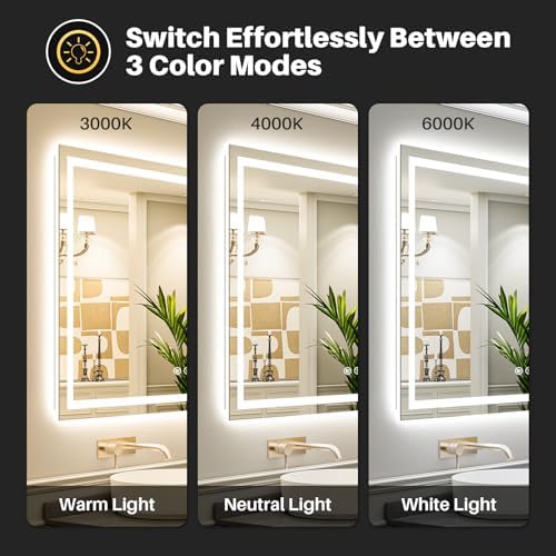 68x48 Inch LED Bathroom Mirror with Lights, Dual Lit Anti-Fog