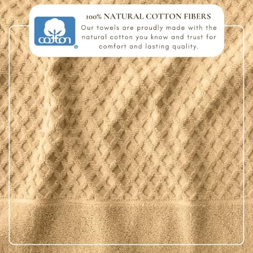 Great Bay Home Bath Towels - 100% Cotton 6 Piece Bath Sheet Set - Diamond Waffle Weave - Absorbent, Durable, Quick-Dry Towels for Bathroom (Sand)
