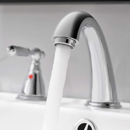 Chrome 8 Inch 3 Hole Widespread Bathroom Faucet with Metal Pop Up Drain, Lesd Free Bathroom Sink Lavatory Faucet, WF008-4-C