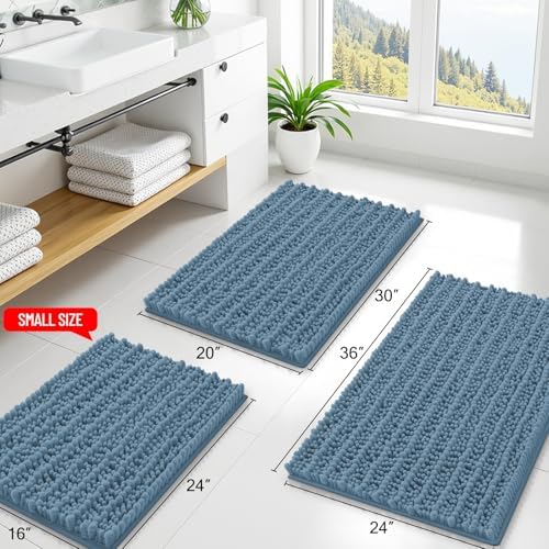 Smiry Bathroom Rugs 47X20, Extra Soft Rubber Backing Chenille Bath Mats