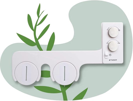 TUSHY Basic 2.0 Bidet Toilet Seat Attachment | Warm-Water Optional. Modern Sleek Design. Fresh Clean Water Sprayer (Non-Electric Self Cleaning Adjustable Nozzle), (White/Silver)