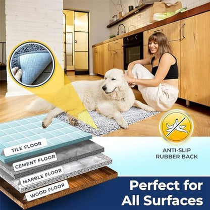 Muddy Mat® | Chenille Bathroom Rugs Quick Dry Microfiber Mats Non Slip Washable, Extra Thick, Soft and Highly Absorbent Bath Mats for Bathroom, Kitchen, and Shower Floor - White 24"x35"
