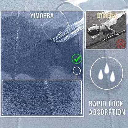 Yimobra Memory Foam Bathroom Mat Set, 31.5 x 20 & 24 x 20 in, Denim Blue