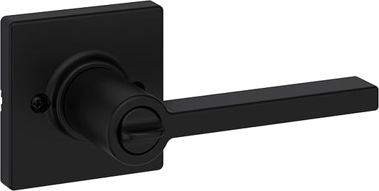Kwikset Casey Entry Door Handle with Lock and Key, Secure Keyed Reversible Lever Exterior, For Front Entrance and Bedrooms, Matte Black , Pick Resistant Smartkey Rekey Security and Microban