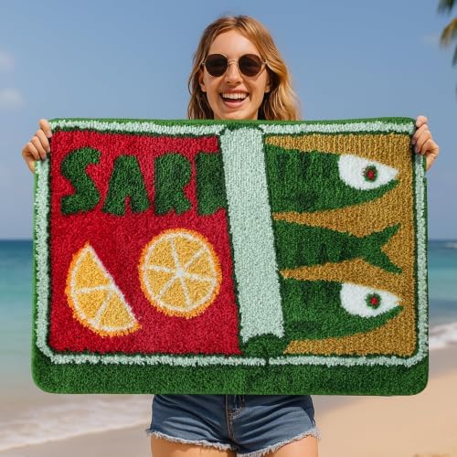 TRUEDAYS Sardine Bath Mat, Cute Bath Mat for Bathroom 20x30 Inch, Green