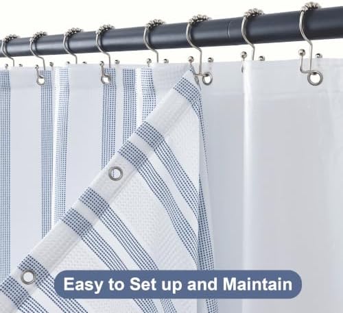 ORTIGIA 3 in 1 Waterproof Shower Curtain PEVA Liner Set 72x72 Inch,Blue
