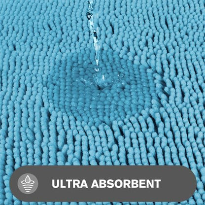 Bathroom Rugs 30 x 50 Inch – Extra Large Bath Mat | Absorbent and Washable Thick Chenille Bath Rugs Non-Slip Runner Rug for Bathroom, Shower, Tub(Sky Blue)