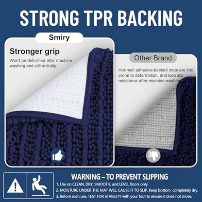 Smiry Bathroom Rugs 70X24, Extra Soft Rubber Backing Chenille Bath Mats