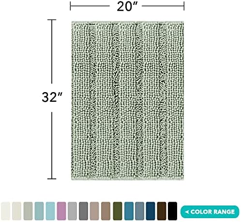 Turquoize Bathroom Rugs Shaggy Chenille Bath Rug Non Slip Thick Shaggy Bath Mats for Bathroom Chenille 1-Piece Bath Mat Set, Soft Super Absorbent Shower Rug Washable Mats, 20"x32", Sage
