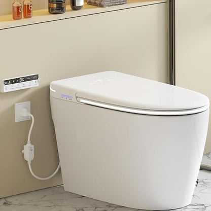 Luxury Smart Toilet with Foam Shield Auto-Open/Close Lid | Heated Seat for Bathrooms, Multiple Cleaning Modes,Aromatic Spray,Air Purification,Foot Sensor