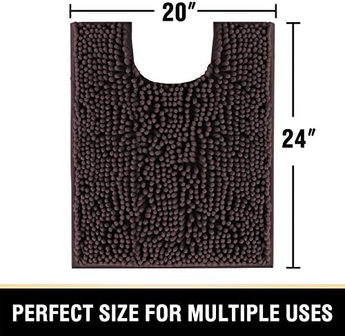 H.VERSAILTEX Toilet Mat U Shaped Bathroom Rugs Bath Mats for Bathroom Non Slip Luxury Chenille Bath Mat U Shape 20x24 Extra Soft and Absorbent Shaggy Rugs Washable Dry Fast - Chocolate