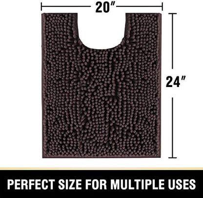 H.VERSAILTEX Toilet Mat U Shaped Bathroom Rugs Bath Mats for Bathroom Non Slip Luxury Chenille Bath Mat U Shape 20x24 Extra Soft and Absorbent Shaggy Rugs Washable Dry Fast - Chocolate