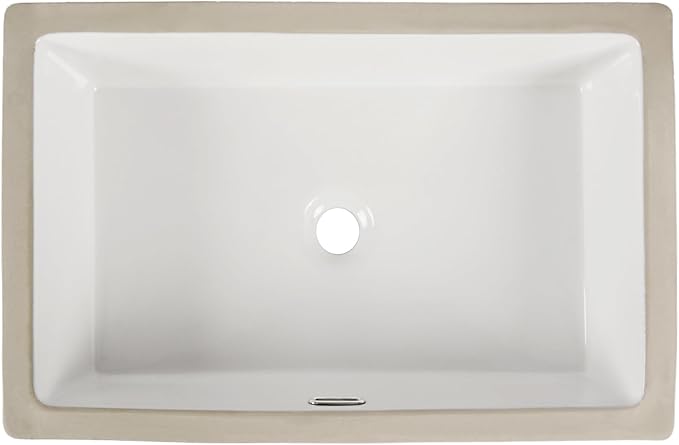 DeerValley 23.9"x15.79" Undermount Bathroom Sink Rectangular Undermount Sink White Ceramic Under Counter Bathroom Sinks with Flat Overflow DV-1U0209