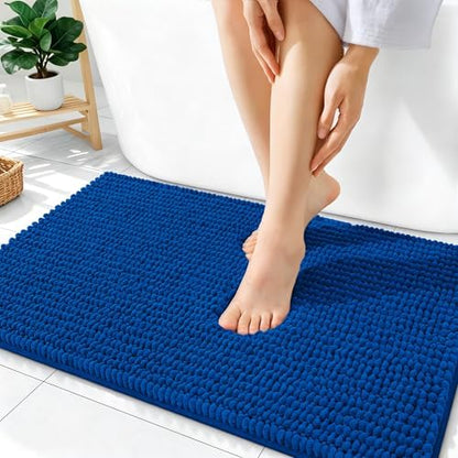 OLANLY Thick Chenille Absorbent Bathroom Rugs Mat 36x24, Royal Blue