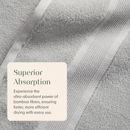 Luxury Bamboo Rayon Oversized Bath Towel Set | 2-Pack | Ultra Soft | Grey