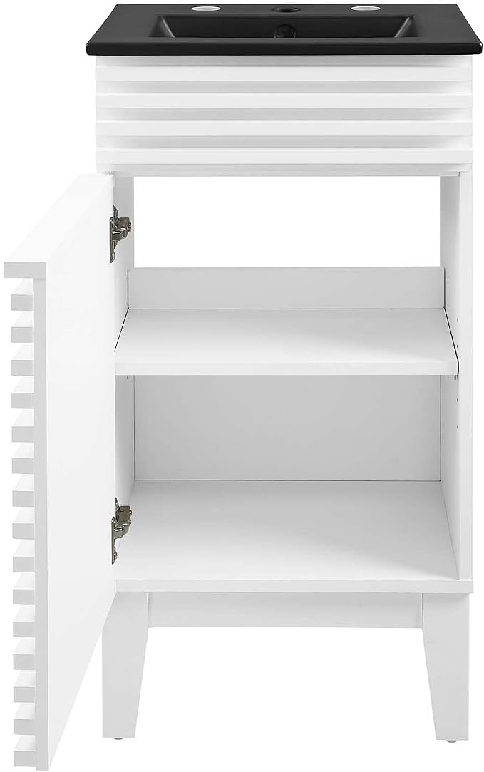 Modway Render 18" Bathroom Vanity With Sink in White Black
