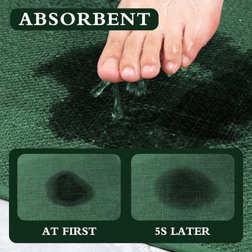 YIHOUSE Bathroom Rugs Thin Bath Mat Sets 2 Pieces Quick Dry,Green