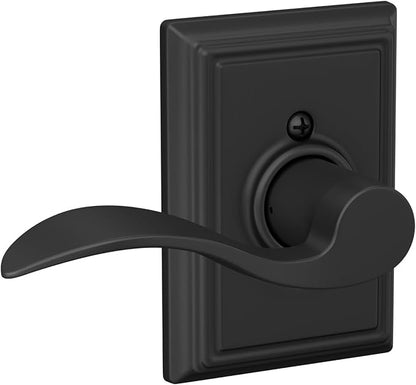 Schlage F10 ACC 622 ADD Accent Door Lever with Addison Trim, Hall & Closet Passage Lock, Matte Black