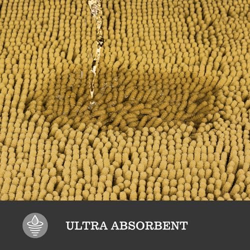 Yeaban Chenille Mustard Bathroom Runner Rug 24"x60"